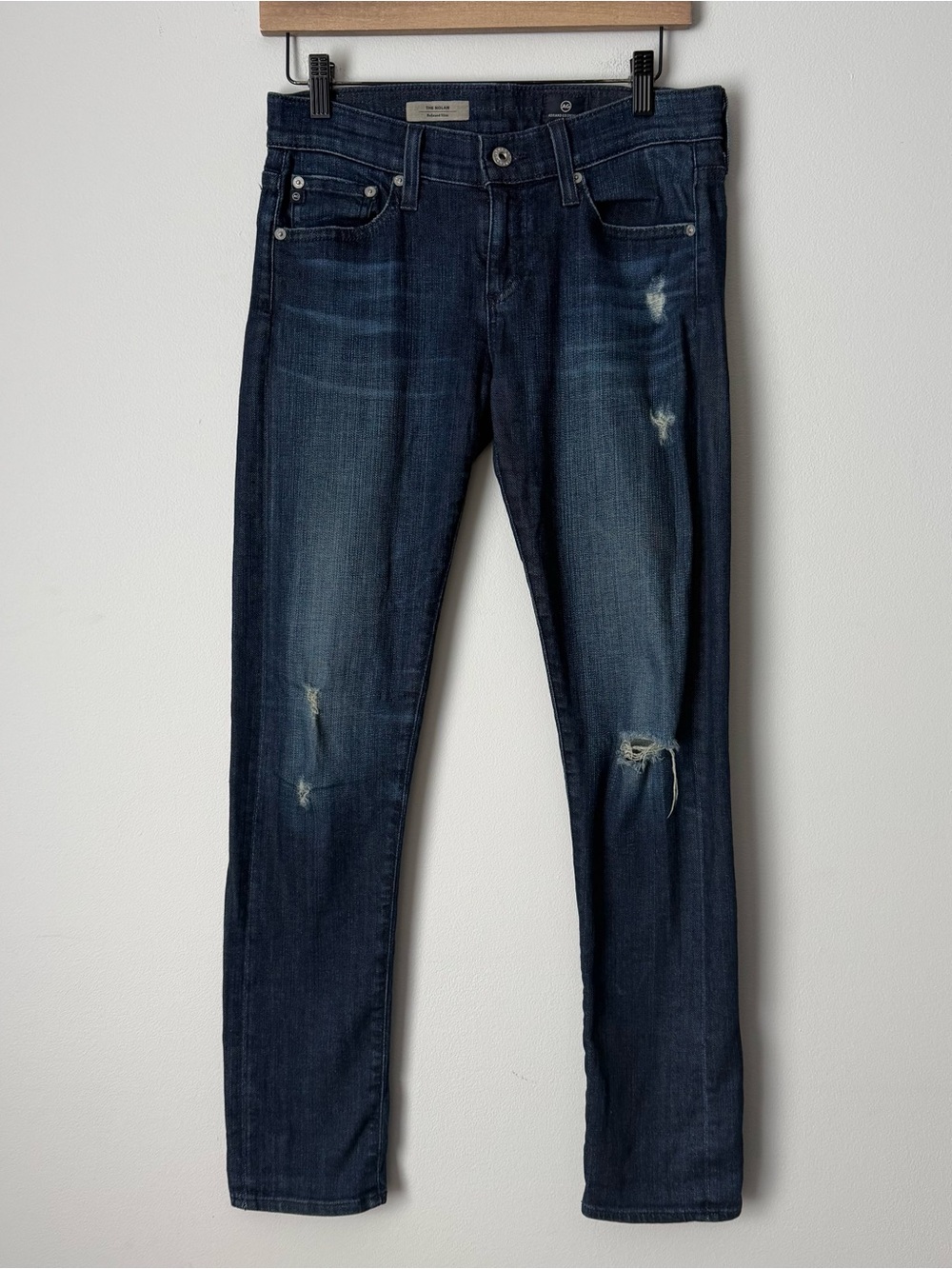 AG Adriano Goldschmied Slim Dark Blue Distressed Jeans